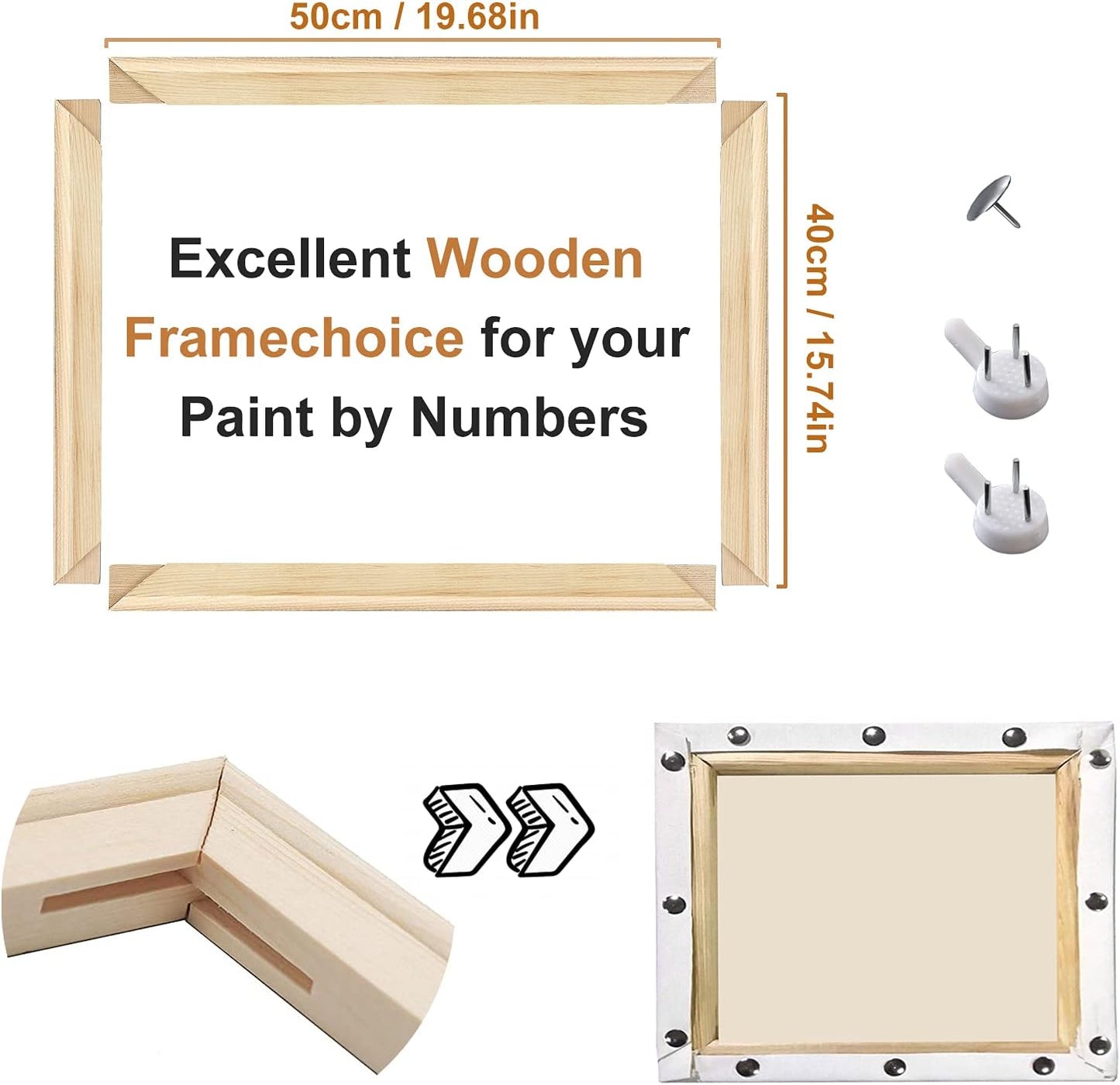 EVNEED DIY Canvas Stretcher Bars 16x20 Inch Canvas Frame - Easy to Assemble, Gallery Wrap Oil Frame Kits Canvas Wood Stretcher Bars for Oil Paintings, Prints, Paint