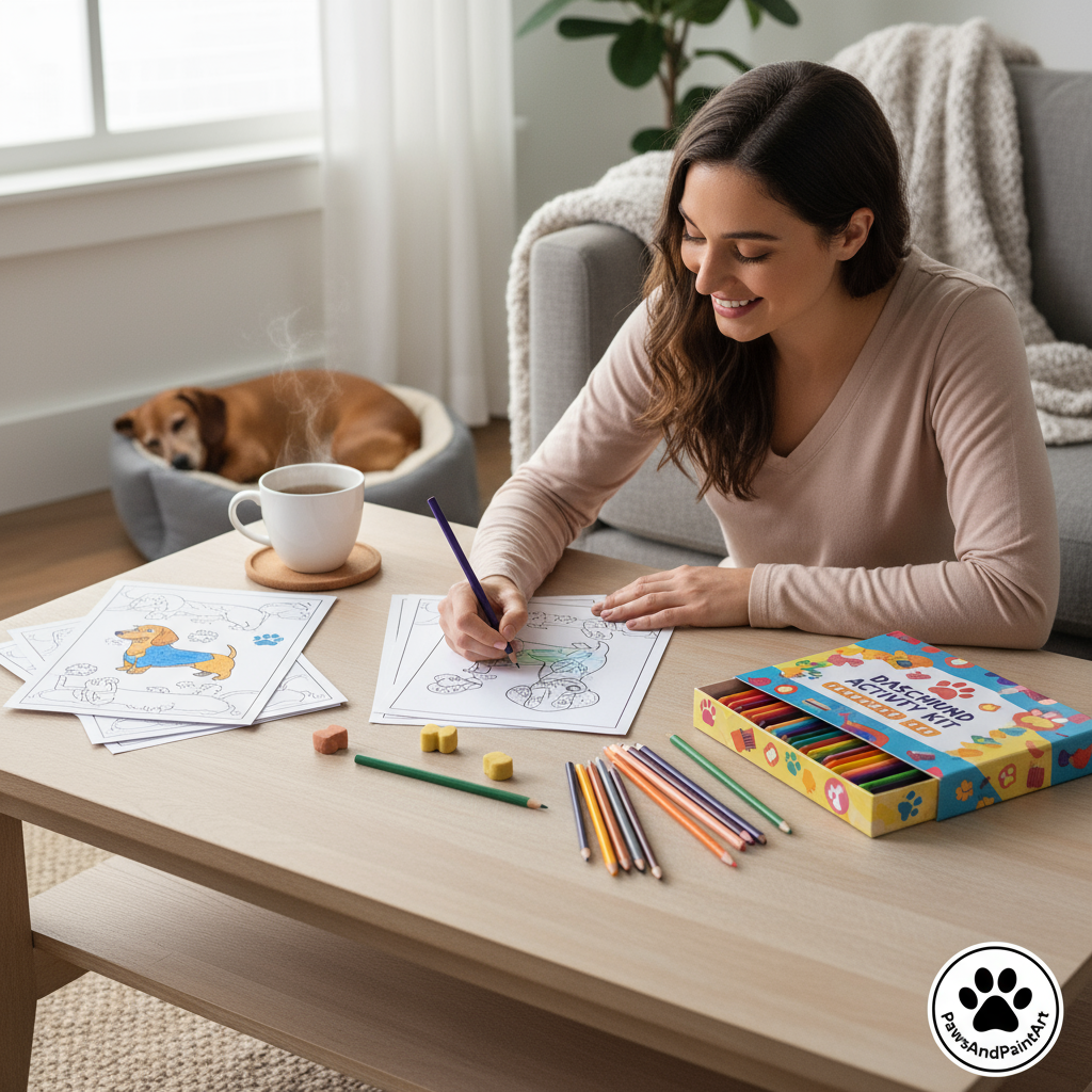Dachshund Activity Kit | Coloring Book + Puzzle + Paint By Numbers