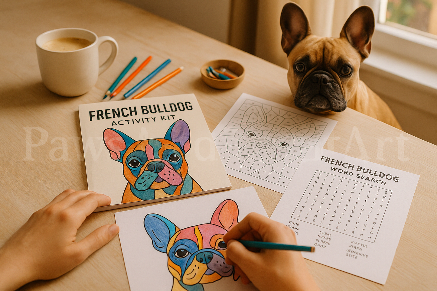 French Bulldog Activity Kit | Coloring Book + Puzzle + Paint By Numbers