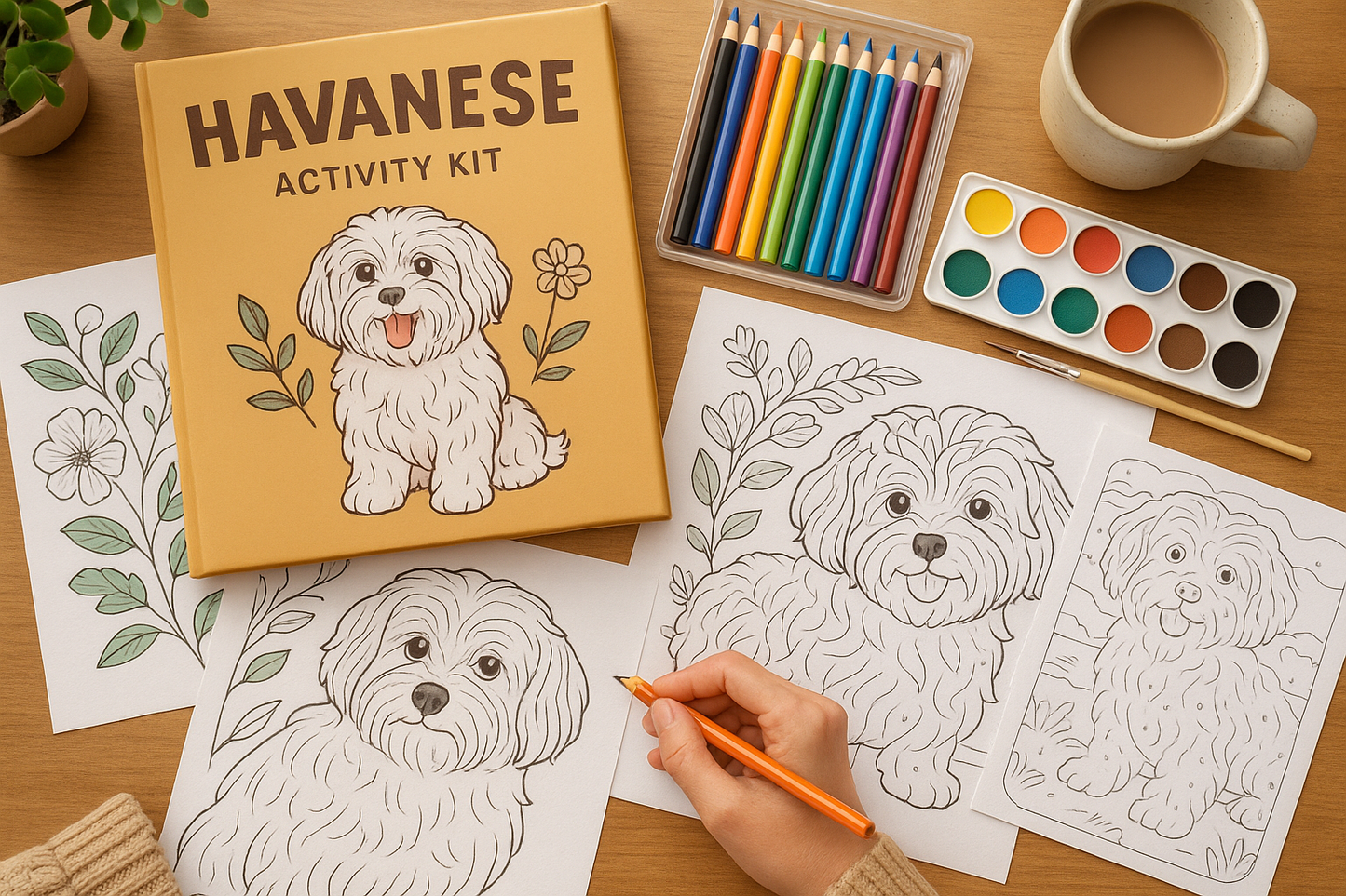 Havanese Activity Kit | Coloring Book + Puzzle + Paint By Numbers
