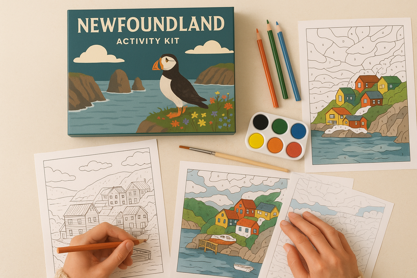 Newfoundland Activity Kit | Coloring Book + Puzzle + Paint By Numbers