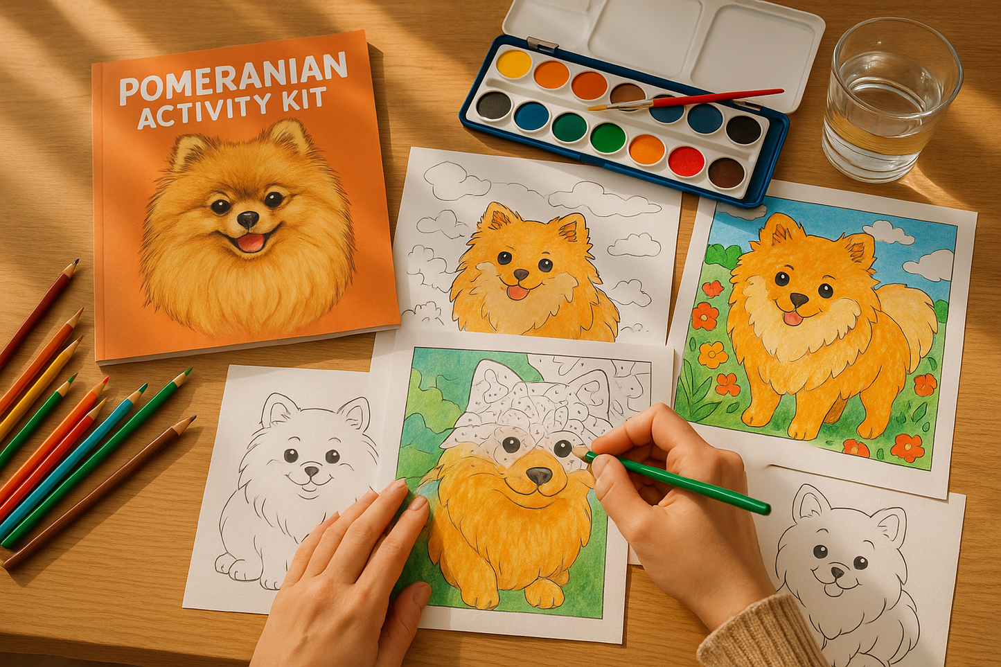 Pomeranian Activity Kit | Coloring Book + Puzzle + Paint By Numbers