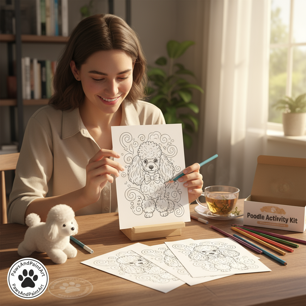 Poodle Activity Kit | Coloring Book + Puzzle + Paint By Numbers