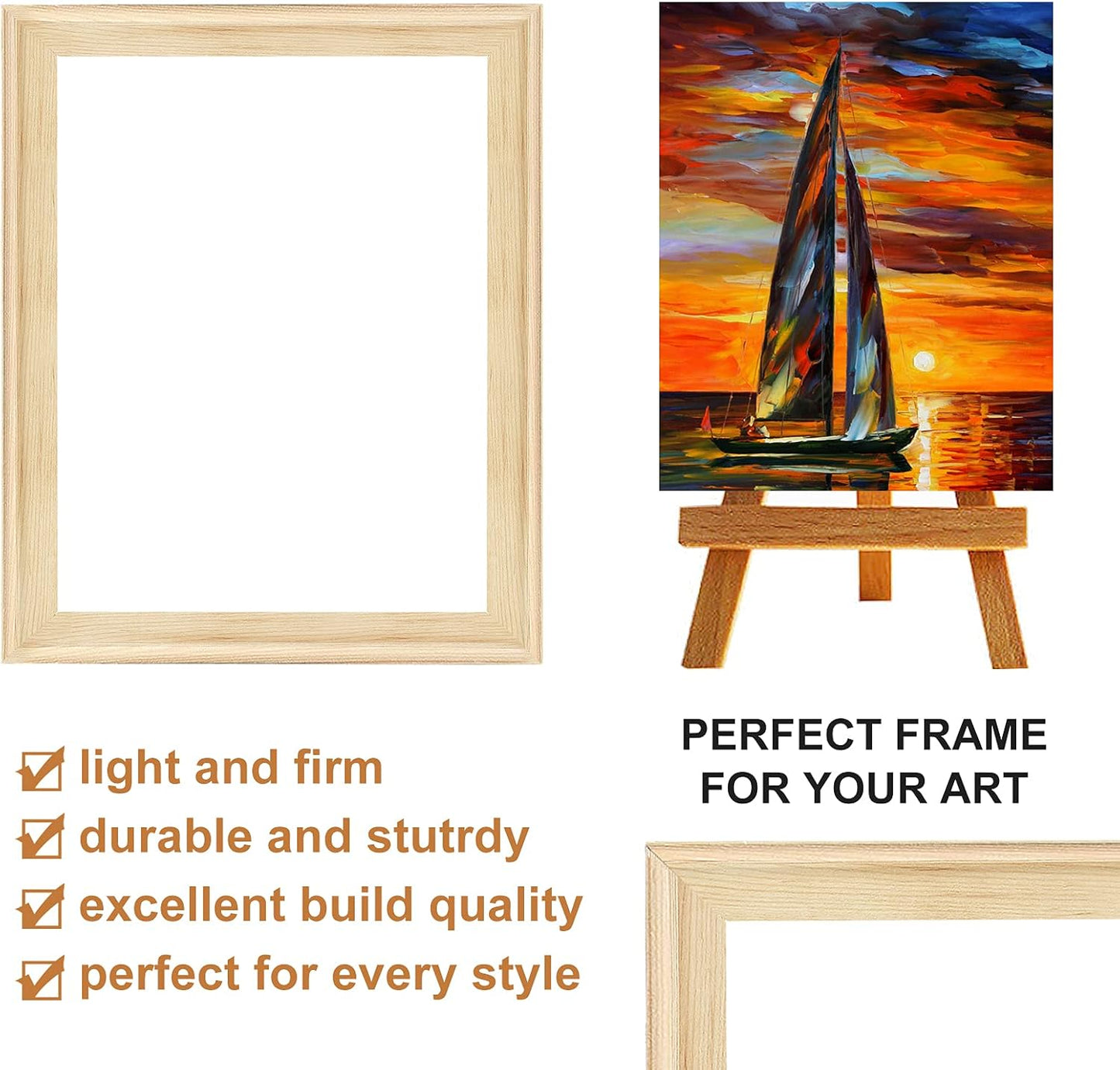 EVNEED DIY Canvas Stretcher Bars 16x20 Inch Canvas Frame - Easy to Assemble, Gallery Wrap Oil Frame Kits Canvas Wood Stretcher Bars for Oil Paintings, Prints, Paint