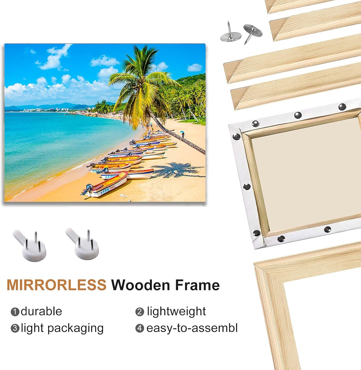 EVNEED DIY Canvas Stretcher Bars 16x20 Inch Canvas Frame - Easy to Assemble, Gallery Wrap Oil Frame Kits Canvas Wood Stretcher Bars for Oil Paintings, Prints, Paint