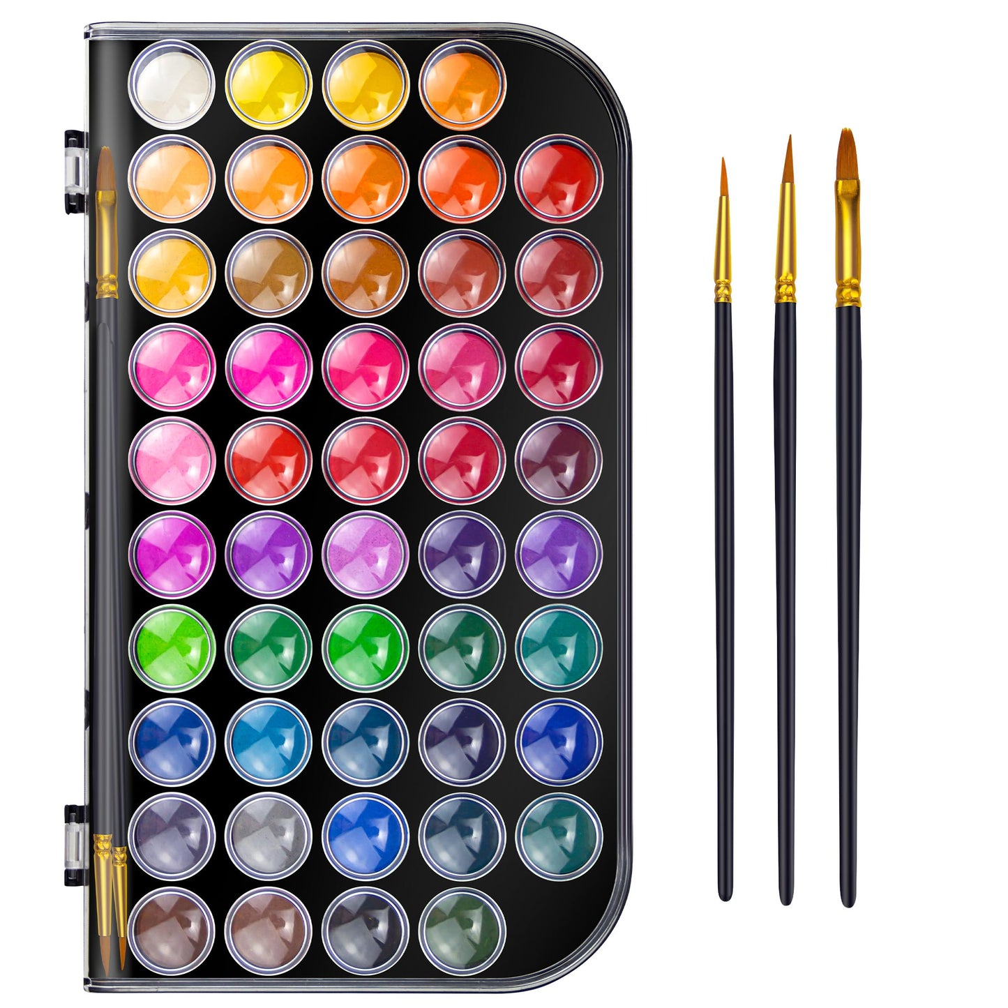 Caliart 48 Colors Watercolor Paint Set with 3 Brushes, Mini Travel Watercolors Painting Kit Gifts for Adults Artists Painters Teen Kids Girls Boys Art Supplies