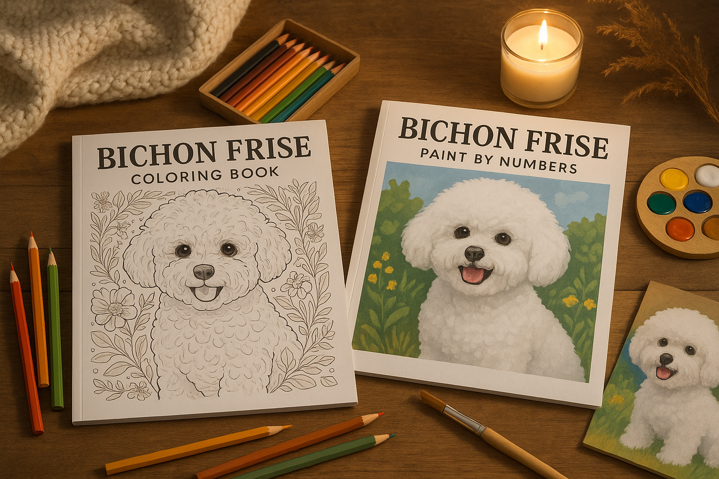 Bichon Frise Activity Kit | Coloring Book + Puzzle + Paint By Numbers