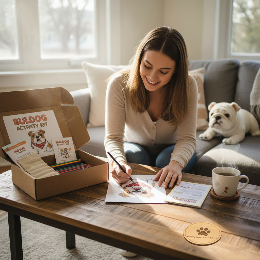 Bulldog Activity Kit | Coloring Book + Puzzle + Paint By Numbers