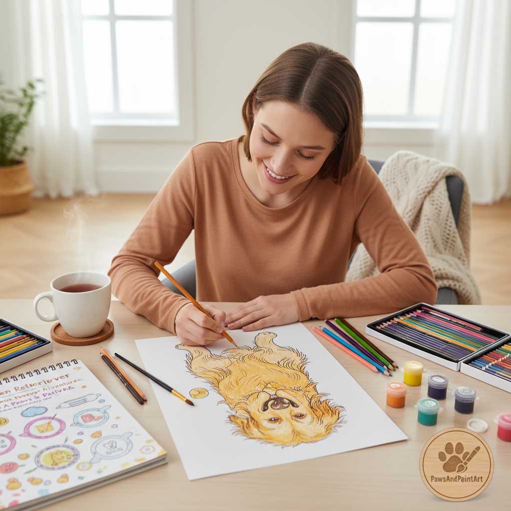 Golden Retriever Activity Kit | Coloring Book + Puzzle + Paint By Numbers