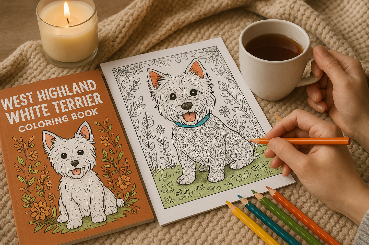 West Highland White Terrier Activity Kit | Coloring Book + Puzzle + Paint By Numbers