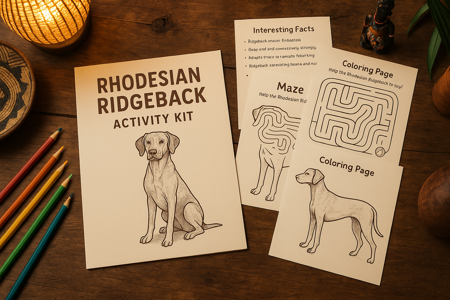 Rhodesian Ridgeback Activity Kit | Coloring Book + Puzzle + Paint By Numbers