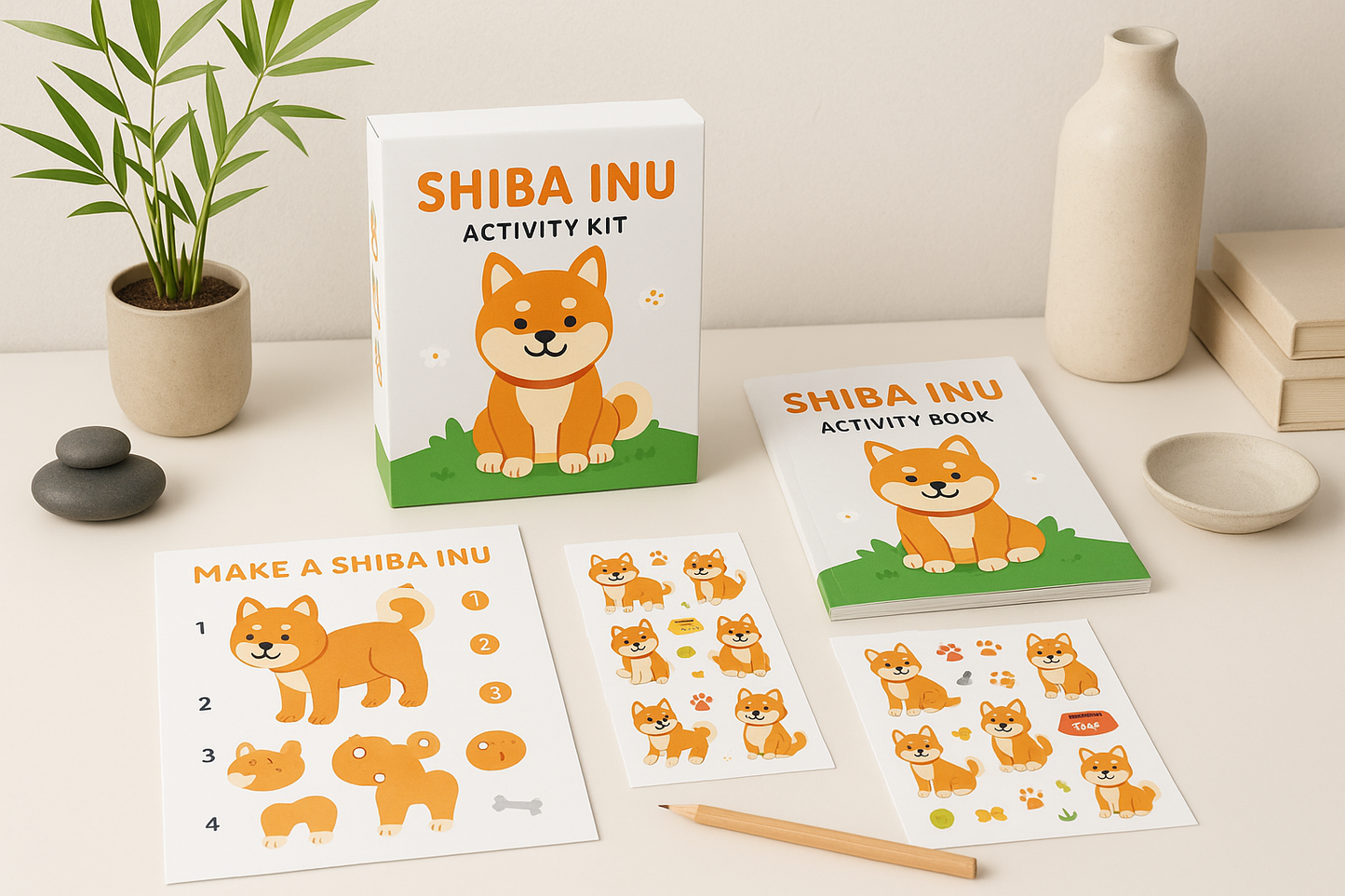 Shiba Inu Activity Kit | Coloring Book + Puzzle + Paint By Numbers