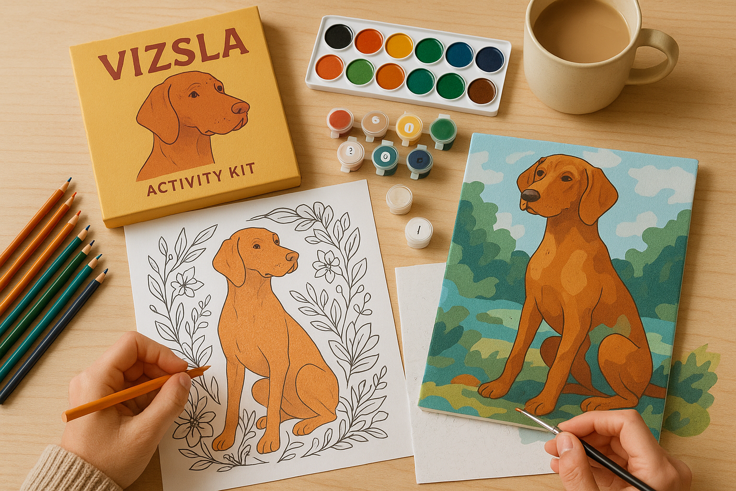 Vizsla Activity Kit | Coloring Book + Puzzle + Paint By Numbers